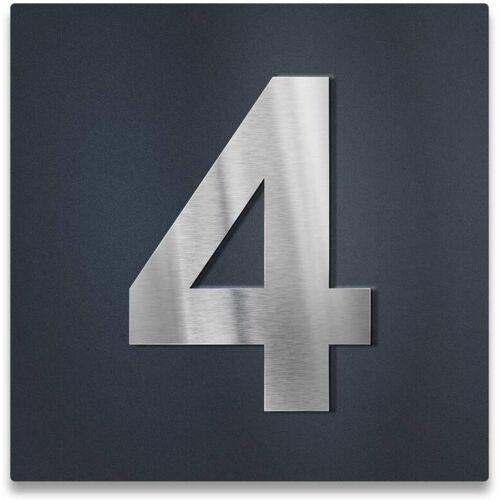 Metzler 3D-Hausnummernschild in Anthrazit mit Edelstahlziffer Hausnummer 4