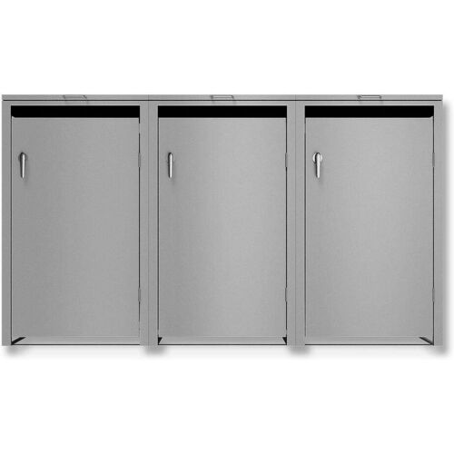 Metzler Mülltonnenbox   3er   240l   Grau   aus Stahl   rostfrei & massiv   Türgriff mit Schloss