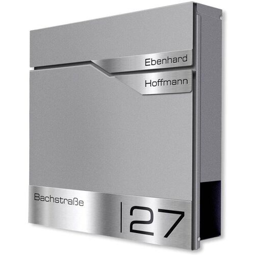 Metzler Briefkasten mit zwei Edelstahl-Namensschildern Grau Albrecht