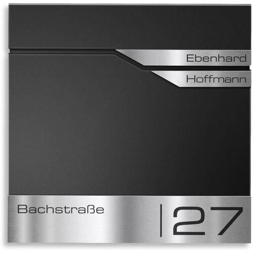 Metzler Briefkasten mit zwei Edelstahl-Namensschildern Schwarz Albrecht