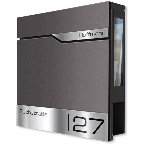 Metzler Briefkasten mit Sichtfenster Personalisiert mit Gravur Edelstahl-Namensschild Eisenglimmer Siebert SF