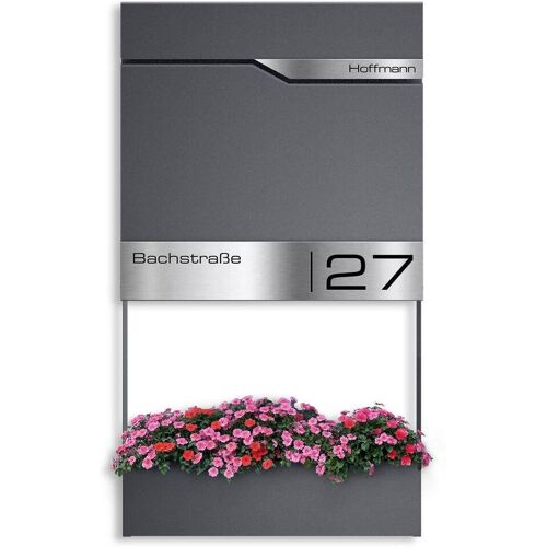 Metzler Briefkasten mit Blumenkasten   personalisiert mit Gravur   Eisenglimmer   Siebert Frame J