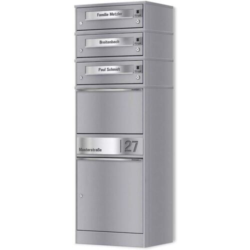 Metzler Funk-Paketbox mit Klingel & Briefkasten personalisiert mit Gravur Edelstahl-Namensschilder Grau Bispo Funk