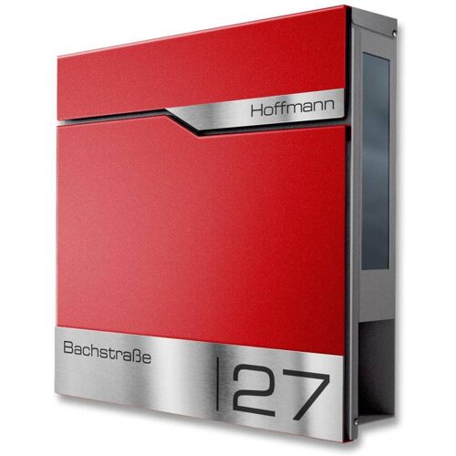 Metzler Briefkasten mit Sichtfenster Personalisiert mit Gravur Edelstahl-Namensschild RAL nach Wunschfarbet Siebert SF