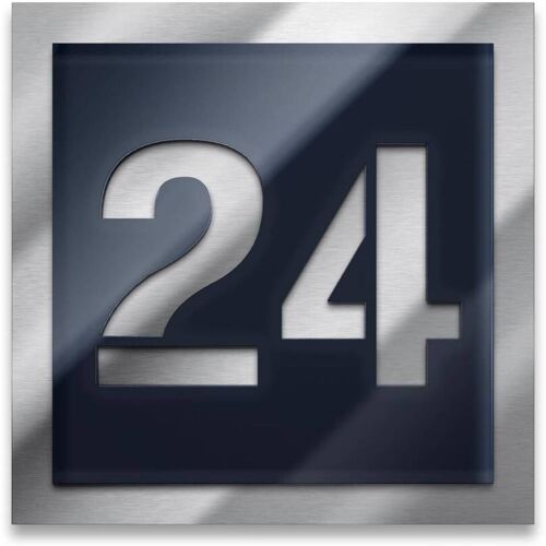 Metzler Hausnummernschild quadratisch Edelstahl Anthrazit