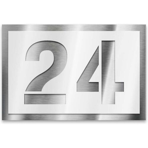 Metzler Hausnummernschild aus Edelstahl in Weiß