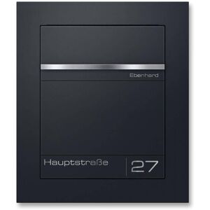 Metzler Unterputz-Briefkasten personalisiert mit Gravur Anthrazit RAL 7016 Edelstahl-Namensschild Hugo 2 Metzler Unterputz-Briefkasten personalisiert mit Gravur Anthrazit RAL 7016 Edelstahl-Namensschild Hugo 2