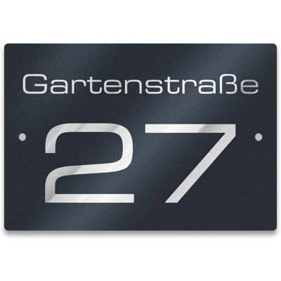 Metzler Hausnummernschild für Straße & Ziffer in Anthrazit RAL7016 Metzler Hausnummernschild für Straße & Ziffer in Anthrazit RAL7016