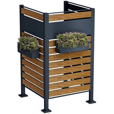 Metzler Sichtschutz Mülltonnenzaun für eine Mülltonne rostfrei und massiv Holzoptik Metzler Sichtschutz Mülltonnenzaun für eine Mülltonne rostfrei und massiv Holzoptik