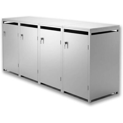 Metzler Mülltonnenbox 4er 240l Grau aus Stahl rostfrei & massiv Türgriff mit Schloss Metzler Mülltonnenbox 4er 240l Grau aus Stahl rostfrei & massiv Türgriff mit Schloss
