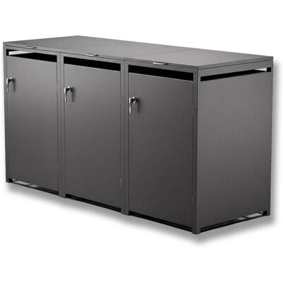 Metzler Mülltonnenbox 3er 240l Eisenglimmer aus Stahl rostfrei & massiv Türgriff mit Schloss Metzler Mülltonnenbox 3er 240l Eisenglimmer aus Stahl rostfrei & massiv Türgriff mit Schloss