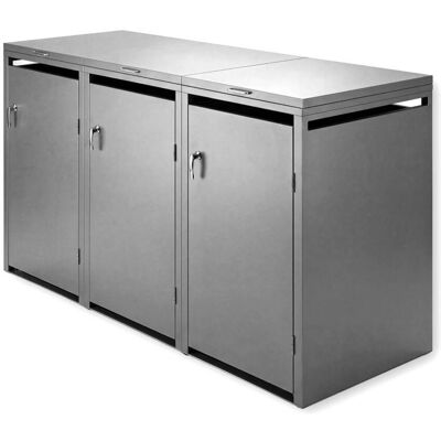 Metzler Mülltonnenbox 3er 240l Grau aus Stahl rostfrei & massiv Türgriff mit Schloss Metzler Mülltonnenbox 3er 240l Grau aus Stahl rostfrei & massiv Türgriff mit Schloss