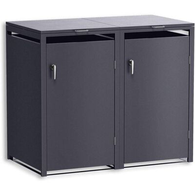 Metzler Mülltonnenbox 2er 240l Eisenglimmer aus Stahl rostfrei & massiv Türgriff mit Schloss DB 703 Eisenglimmer Metzler Mülltonnenbox 2er 240l Eisenglimmer aus Stahl rostfrei & massiv Türgriff mit Schloss DB 703 Eisenglimmer