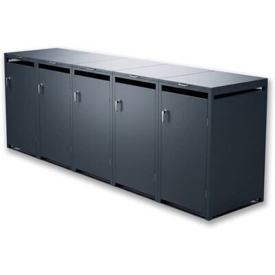 Metzler Mülltonnenbox 5er 240l Anthrazit RAL 7016 aus Stahl rostfrei & massiv Türgriff mit Schloss Metzler Mülltonnenbox 5er 240l Anthrazit RAL 7016 aus Stahl rostfrei & massiv Türgriff mit Schloss