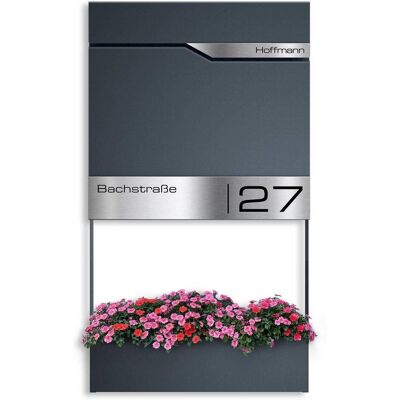 Metzler Briefkasten mit Blumenkasten personalisiert mit Gravur Anthrazit Siebert Frame J Metzler Briefkasten mit Blumenkasten personalisiert mit Gravur Anthrazit Siebert Frame J