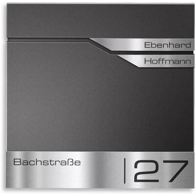 Metzler Briefkasten mit zwei Edelstahl-Namensschildern Eisenglimmer Albrecht Metzler Briefkasten mit zwei Edelstahl-Namensschildern Eisenglimmer Albrecht