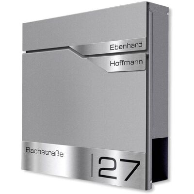 Metzler Briefkasten mit zwei Edelstahl-Namensschildern Grau Albrecht Metzler Briefkasten mit zwei Edelstahl-Namensschildern Grau Albrecht