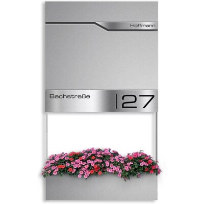 Metzler Briefkasten mit Blumenkasten personalisiert mit Gravur Grau Siebert Frame J Metzler Briefkasten mit Blumenkasten personalisiert mit Gravur Grau Siebert Frame J