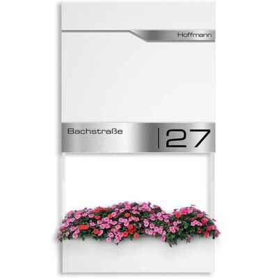 Metzler Briefkasten mit Blumenkasten personalisiert mit Gravur Weiß Siebert Frame J Metzler Briefkasten mit Blumenkasten personalisiert mit Gravur Weiß Siebert Frame J