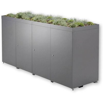 Metzler Mülltonnenbox mit Pflanzdach 4er 240l aus Aluminium rostfrei & massiv Grau Metzler Mülltonnenbox mit Pflanzdach 4er 240l aus Aluminium rostfrei & massiv Grau
