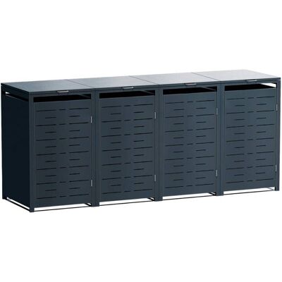 Metzler Design-Mülltonnenbox 4er 240l Anthrazit RAL 7016 horizontale Designlinien Nexus Metzler Design-Mülltonnenbox 4er 240l Anthrazit RAL 7016 horizontale Designlinien Nexus