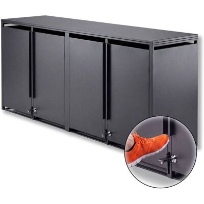 Metzler Mülltonnenbox Freihändige Bedienung per Fußpedal 4er 240l Stahl pulverbeschichtet RAL 7016 Anthrazit Metzler Mülltonnenbox Freihändige Bedienung per Fußpedal 4er 240l Stahl pulverbeschichtet RAL 7016 Anthrazit