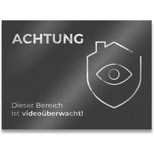 Metzler Hinweisschild aus Edelstahl 11 x 8 cm Achtung Dieser Bereich ist Videoüberwacht Eisenglimmer DB 703