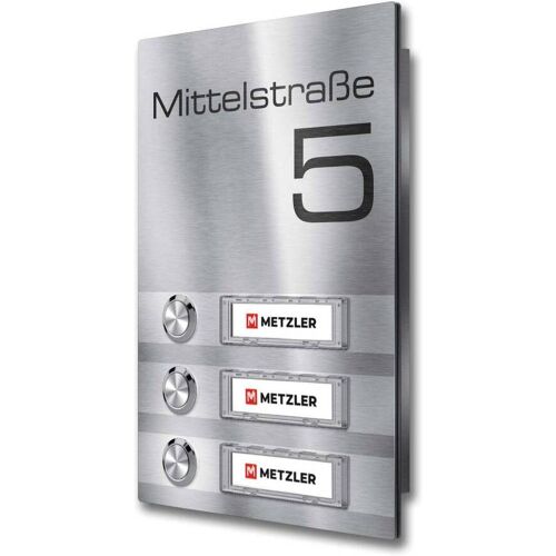 Metzler Klingel Edelstahl austauschbare Namensschilder Tara Slim M3