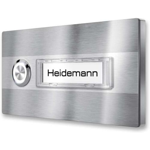 Metzler Edelstahl Aufputz Klingelplatte Klingeltableau Namensschild Mehrfamilien 1 Fach ohne LED-Beleuchtung LED weiß