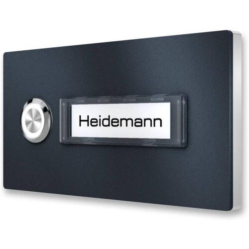 Metzler Aufputz Klingelplatte Anthrazit RAL7016 Klingeltableau Namensschild Mehrfamilien 1 Fach mit LED-Beleuchtung LED rot