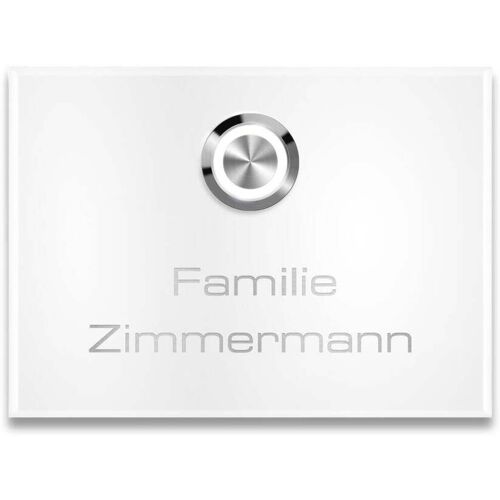 Metzler Aufputz Türklingel personalisiert mit Gravur Edelstahl-Taster mit LED Weiß Vitus