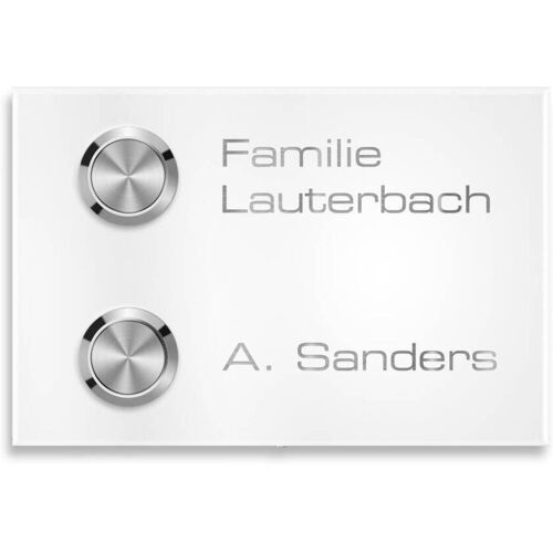 Metzler Funkklingel für Zweifamilienhaus - Gravur Weiß Vitus M2