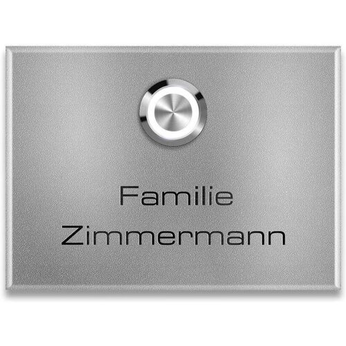 Metzler Aufputz Türklingel personalisiert mit Gravur Edelstahl-Taster mit LED RAL 9007 Graualuminium Vitus