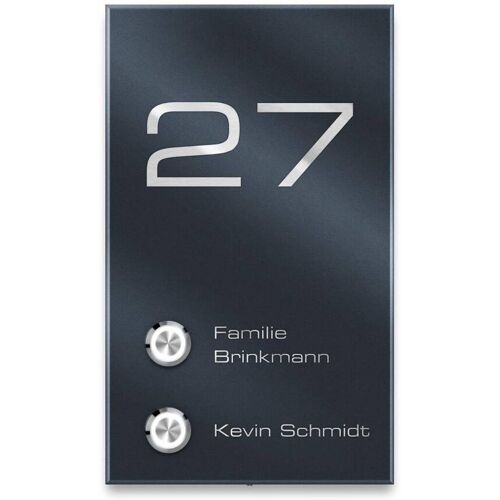 Metzler Türklingel Aufputz Zweifamilienhaus Gravur optional RAL 7016 Anthrazitgrau Alan M2