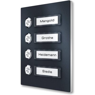 Metzler Türklingel Aufputz mit LED-Beleuchtung Austauschbares Namensschild Edelstahl Klingeltaster 4 Klingeltaster RAL 7016 Anthrazit Otis Metzler Türklingel Aufputz mit LED-Beleuchtung Austauschbares Namensschild Edelstahl Klingeltaster 4 Klingeltaster RAL 7016 Anthrazit Otis