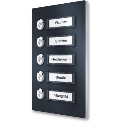 Metzler Türklingel Aufputz ohne LED-Beleuchtung Austauschbares Namensschild LED Weiß 5 Klingeltaster RAL 7016 Anthrazit Otis Metzler Türklingel Aufputz ohne LED-Beleuchtung Austauschbares Namensschild LED Weiß 5 Klingeltaster RAL 7016 Anthrazit Otis