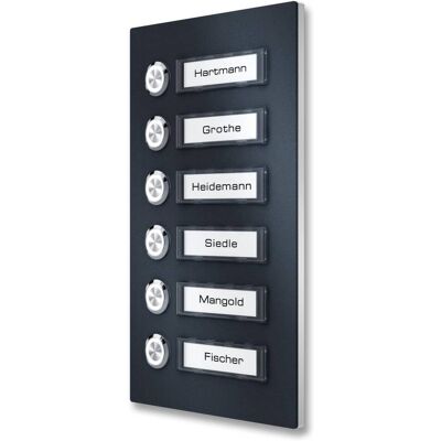 Metzler Türklingel Aufputz ohne LED-Beleuchtung Austauschbares Namensschild LED Weiß 6 Klingeltaster RAL 7016 Anthrazit Otis Metzler Türklingel Aufputz ohne LED-Beleuchtung Austauschbares Namensschild LED Weiß 6 Klingeltaster RAL 7016 Anthrazit Otis