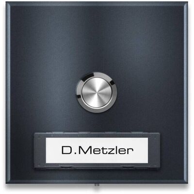 Metzler Aufputz Türklingel austauschbares Namensschild RAL 7016 Anthrazitgrau Parisa Metzler Aufputz Türklingel austauschbares Namensschild RAL 7016 Anthrazitgrau Parisa