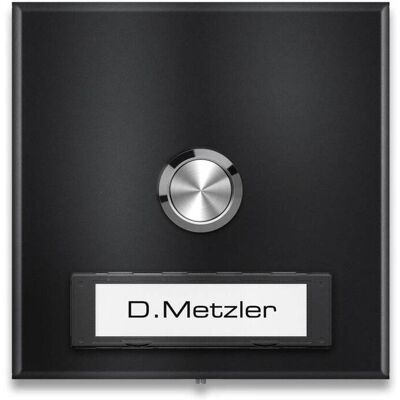 Metzler Aufputz Türklingel austauschbares Namensschild RAL 9005 Tiefschwarz Parisa Metzler Aufputz Türklingel austauschbares Namensschild RAL 9005 Tiefschwarz Parisa