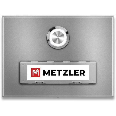 Metzler Türklingel Aufputz Graualuminium austauschbares Namensschild Abakos Metzler Türklingel Aufputz Graualuminium austauschbares Namensschild Abakos