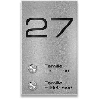 Metzler Türklingel Aufputz Zweifamilienhaus Gravur optional RAL 9007 Graualuminium Alan M2 Metzler Türklingel Aufputz Zweifamilienhaus Gravur optional RAL 9007 Graualuminium Alan M2