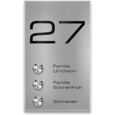Metzler Türklingel Aufputz Mehrfamilienhaus Graualuminium Gravur Alan M3 Metzler Türklingel Aufputz Mehrfamilienhaus Graualuminium Gravur Alan M3