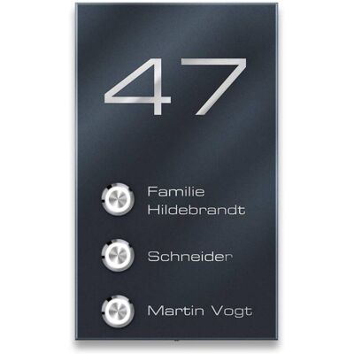 Metzler Türklingel Aufputz Mehrfamilienhaus Anthrazit Gravur Alan M3 Metzler Türklingel Aufputz Mehrfamilienhaus Anthrazit Gravur Alan M3