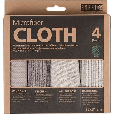 Smart Microfaser Tücher 4er Pack Grau-Beige Smart Microfaser Tücher 4er Pack Grau-Beige