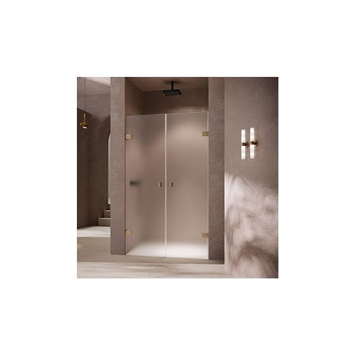 Hüppe SolvaPro Pendeltür rahmenlos, 4-Eck, Links- und Rechtsbefestigung, Breite 1201-1800mm, Höhe 2001-2200mm, Maßanfertigung, 7R3383, Duschkabinen: Profilfarbe stainless steel optic Glas ESG Sand Plus