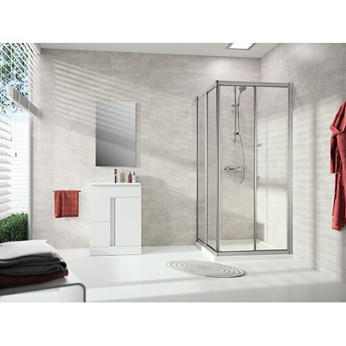 Hüppe Alpha 2 Gleittüreckeinstieg, 2-teilig (1/2), 4-Eck, vollgerahmt, 900x2000mm, A22112, Duschkabinen: Profilfarbe weiß Glas ESG klar