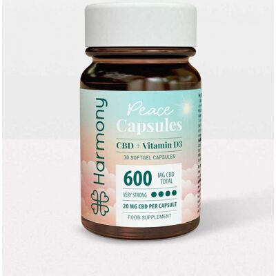 Harmony Peace CBD Softgel-Kapseln, 600 mg CBD, 30 Stück Harmony Peace CBD Softgel-Kapseln, 600 mg CBD, 30 Stück