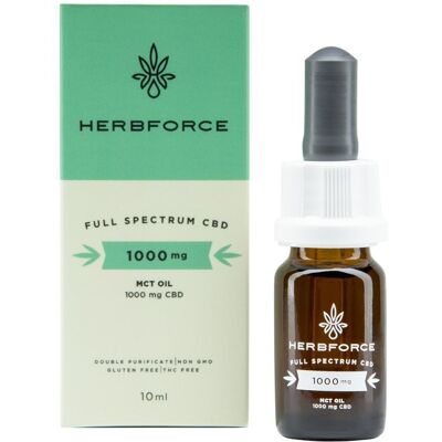 Herbforce Vollspektrum MCT Kokosnuss CBD Öl 10%, 10 ml, 1000 mg CBD Herbforce Vollspektrum MCT Kokosnuss CBD Öl 10%, 10 ml, 1000 mg CBD