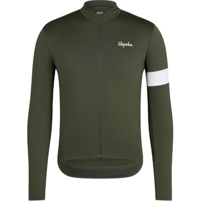 Rapha Rapha Core Thermal Long Sleeve Cycling Jersey - Dark Green/White S Rapha Rapha Core Thermal Long Sleeve Cycling Jersey - Dark Green/White S