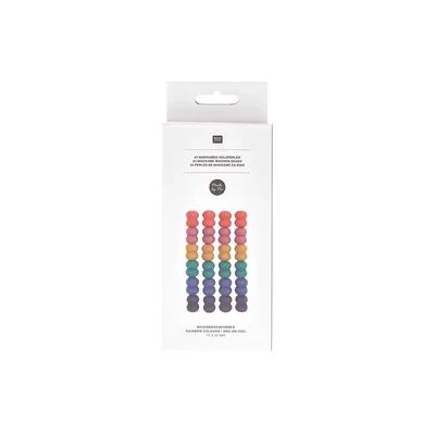 Rico Design Makramee Perlen, Holz, Regenbogenfarben, 17x22mm, 24 Stk. Rico Design Makramee Perlen, Holz, Regenbogenfarben, 17x22mm, 24 Stk.